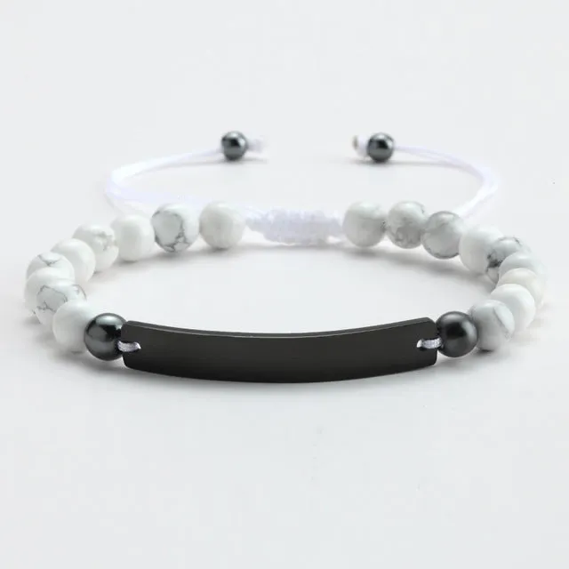 Customized and Personalized Beaded Adjustable Engraved Bar Bracelets