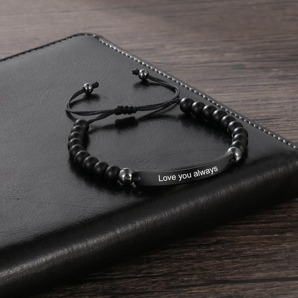 Customized and Personalized Beaded Adjustable Engraved Bar Bracelets