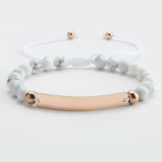 Customized and Personalized Beaded Adjustable Engraved Bar Bracelets