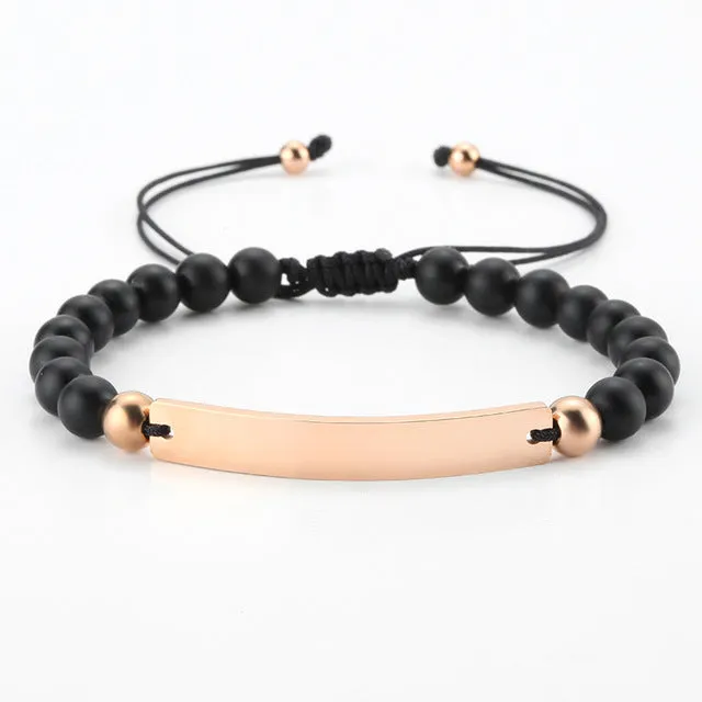 Customized and Personalized Beaded Adjustable Engraved Bar Bracelets
