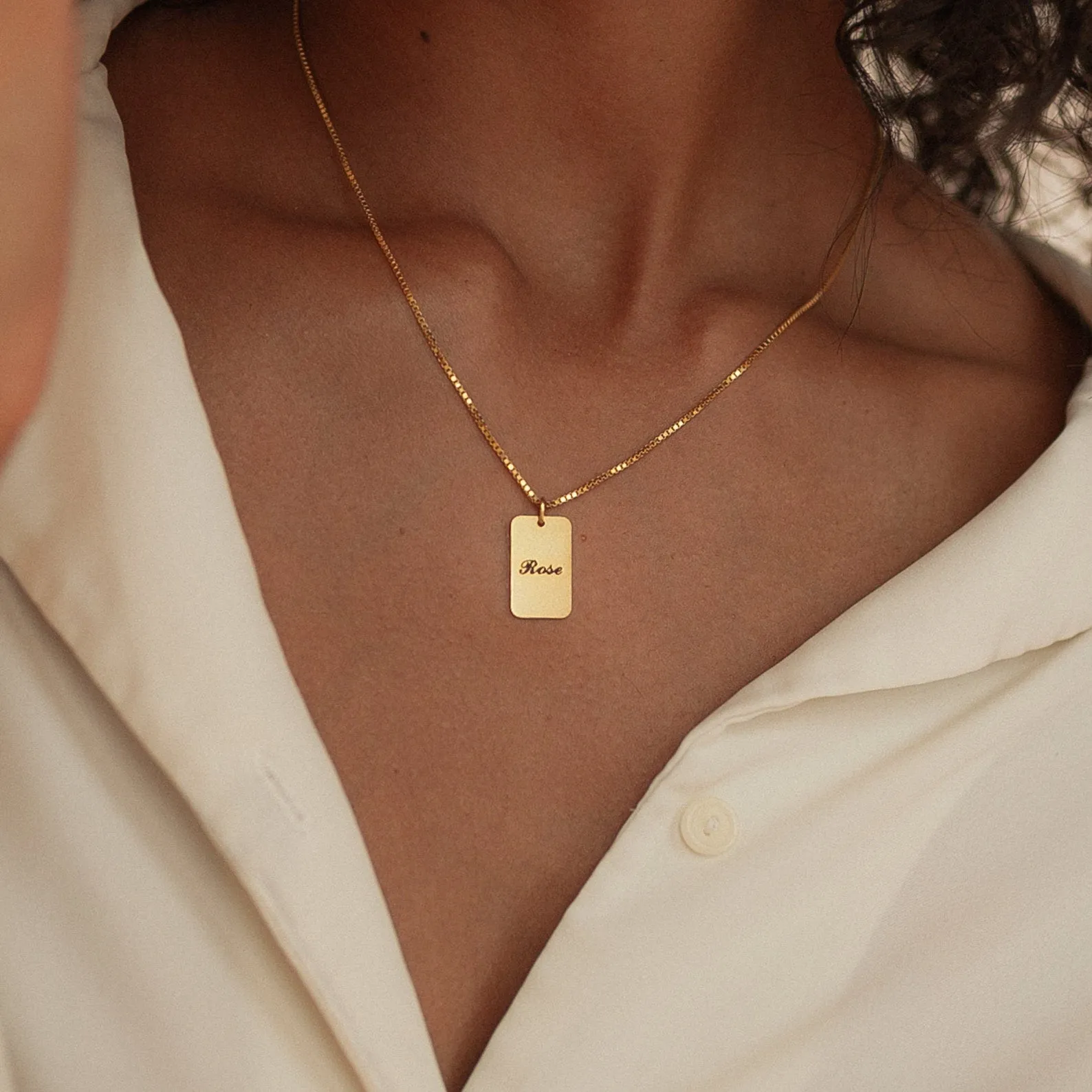 Customized Name Engraved Tag Necklace