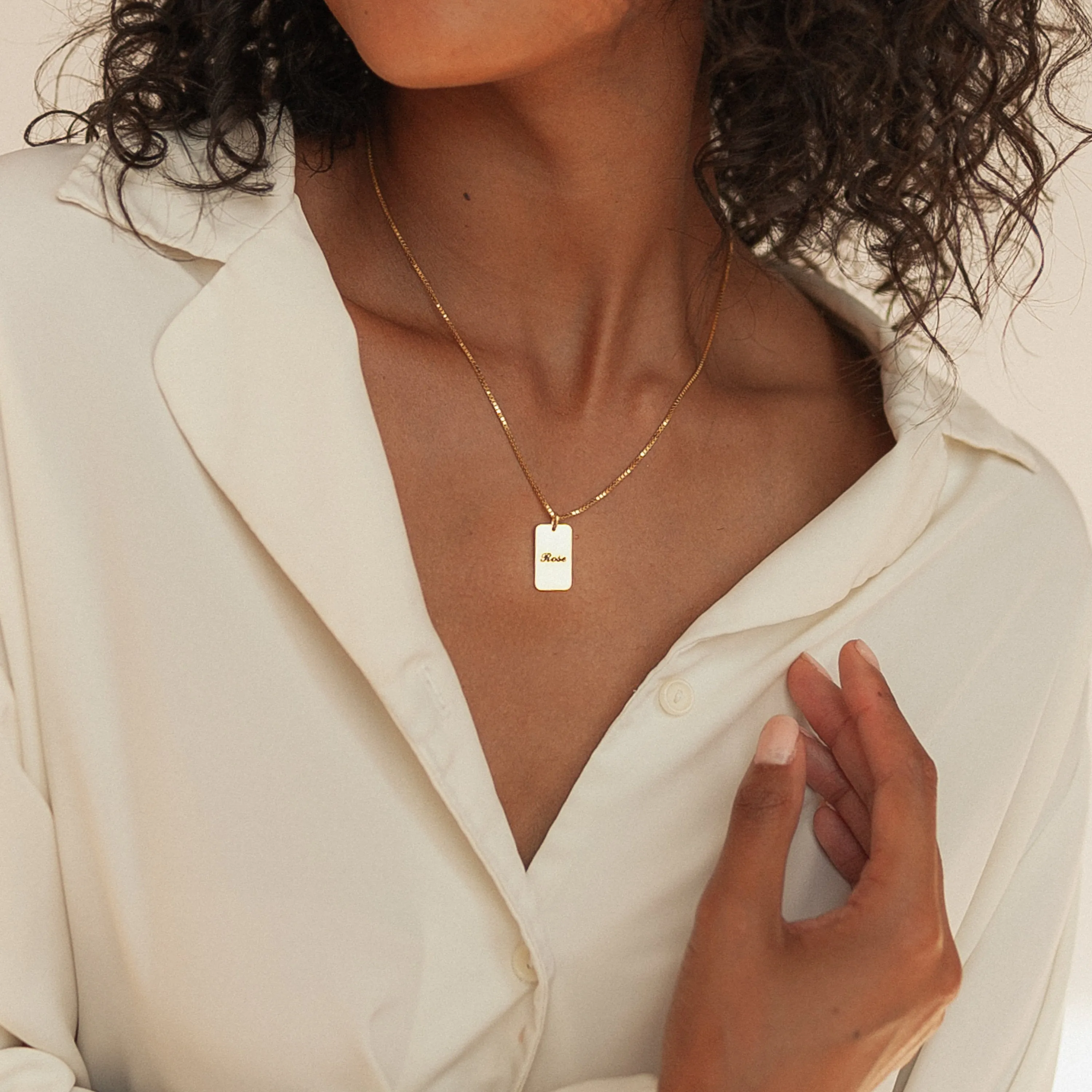 Customized Name Engraved Tag Necklace