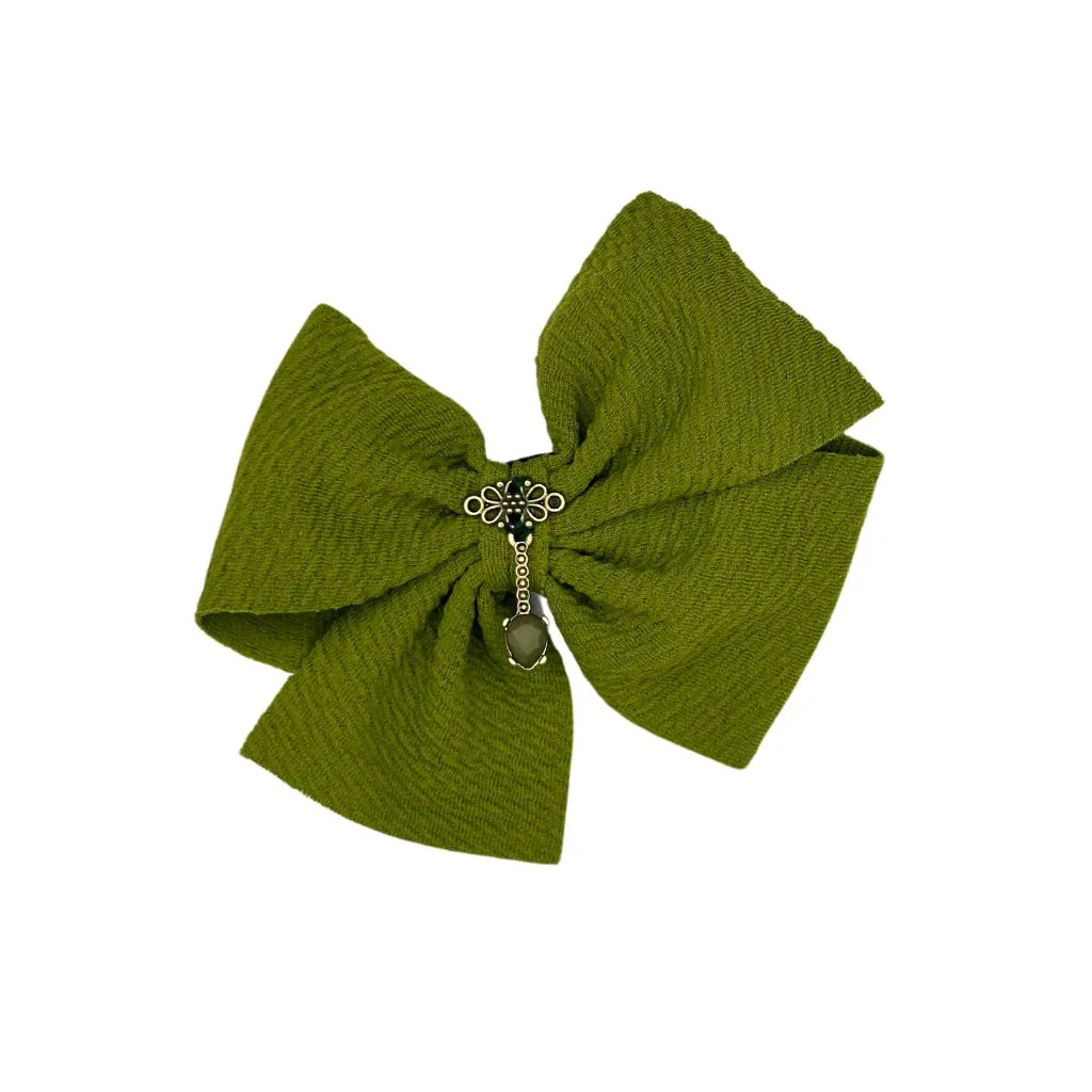 Dog Collar Bow: Green Charm Dog Collar Bow