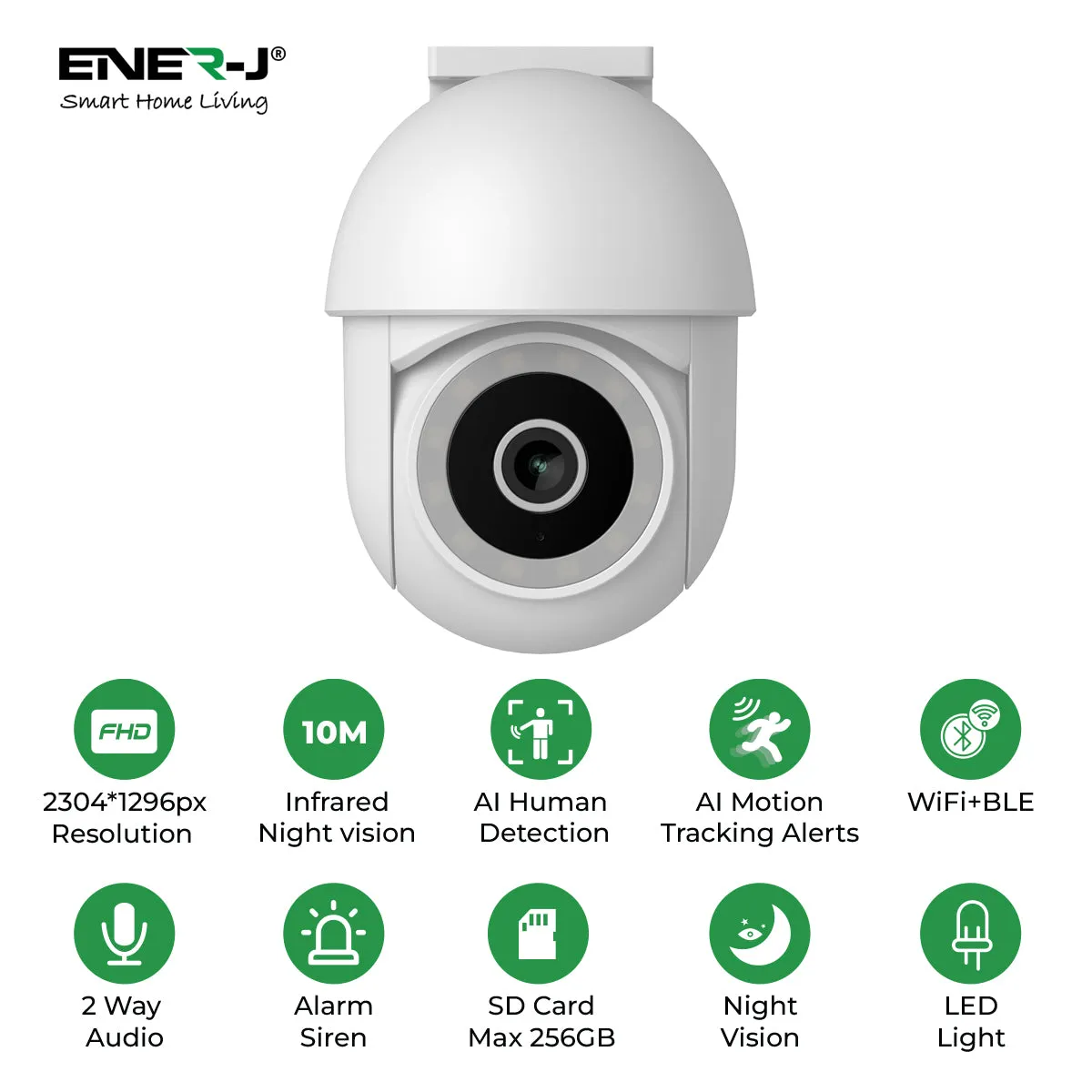 ENER-J Smart Wireless Outdoor IP Dome Camera with 4x Digital Zoom