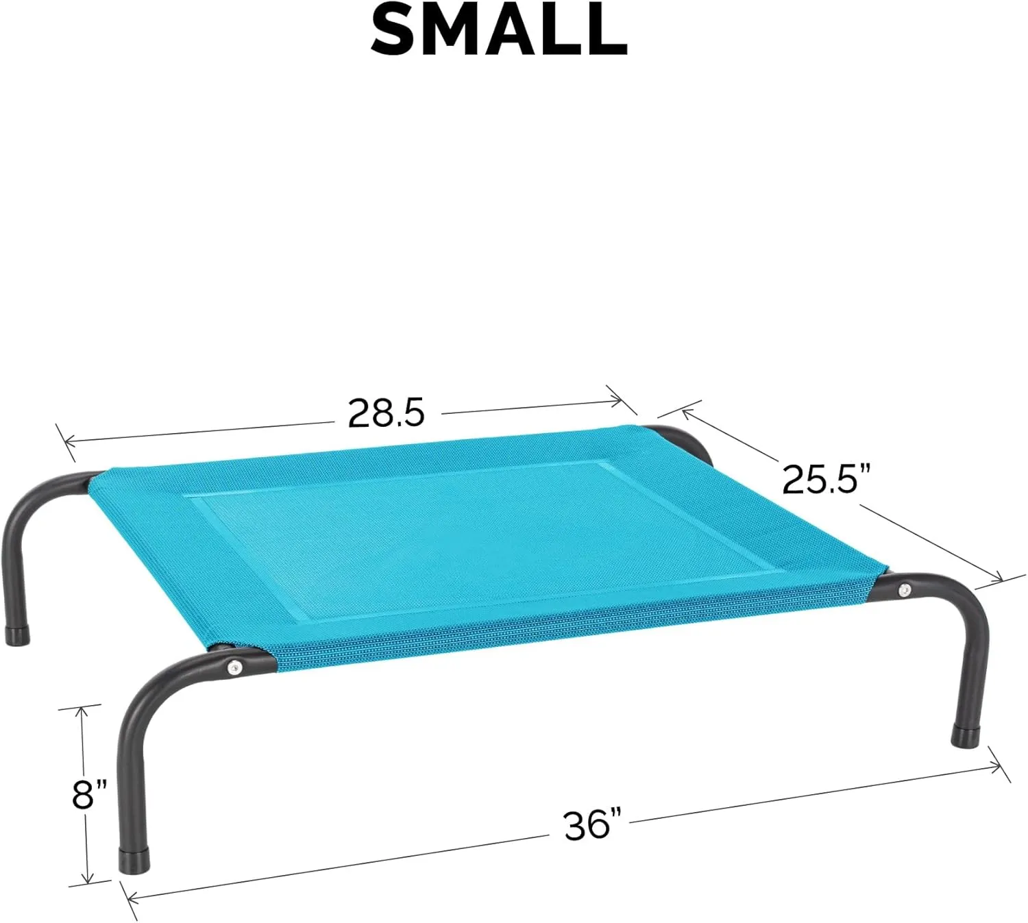 FurHaven Elevated Pet Cots - Cooling & Breathable Nylon Mesh Hammock for Small Dogs & Cats/Easy-to-Assemble / / Durable and Reinforced/Perfect for Rest & Relaxation Outdoors - Capri Blue, Small
