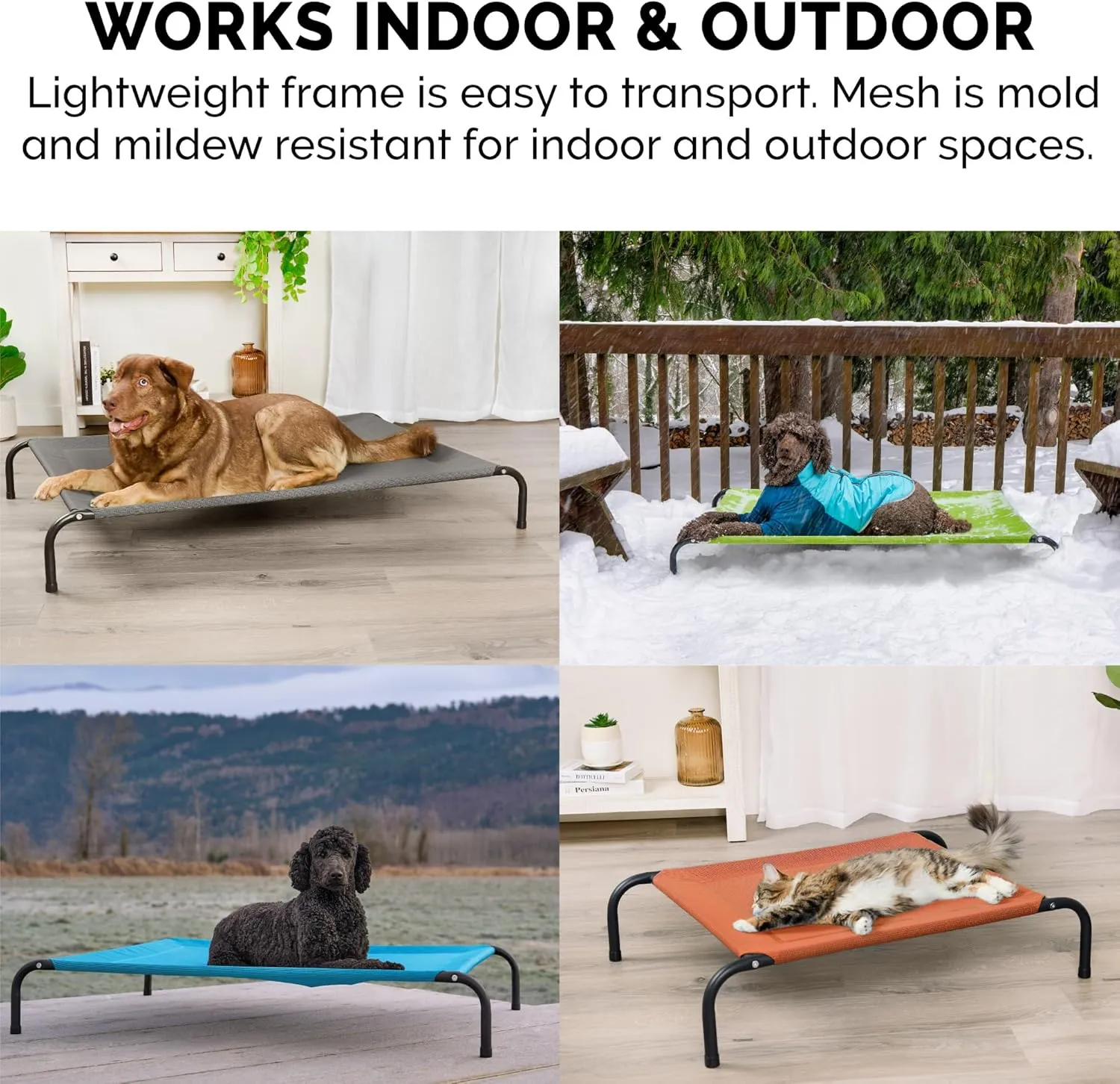 FurHaven Elevated Pet Cots - Cooling & Breathable Nylon Mesh Hammock for Small Dogs & Cats/Easy-to-Assemble / / Durable and Reinforced/Perfect for Rest & Relaxation Outdoors - Capri Blue, Small