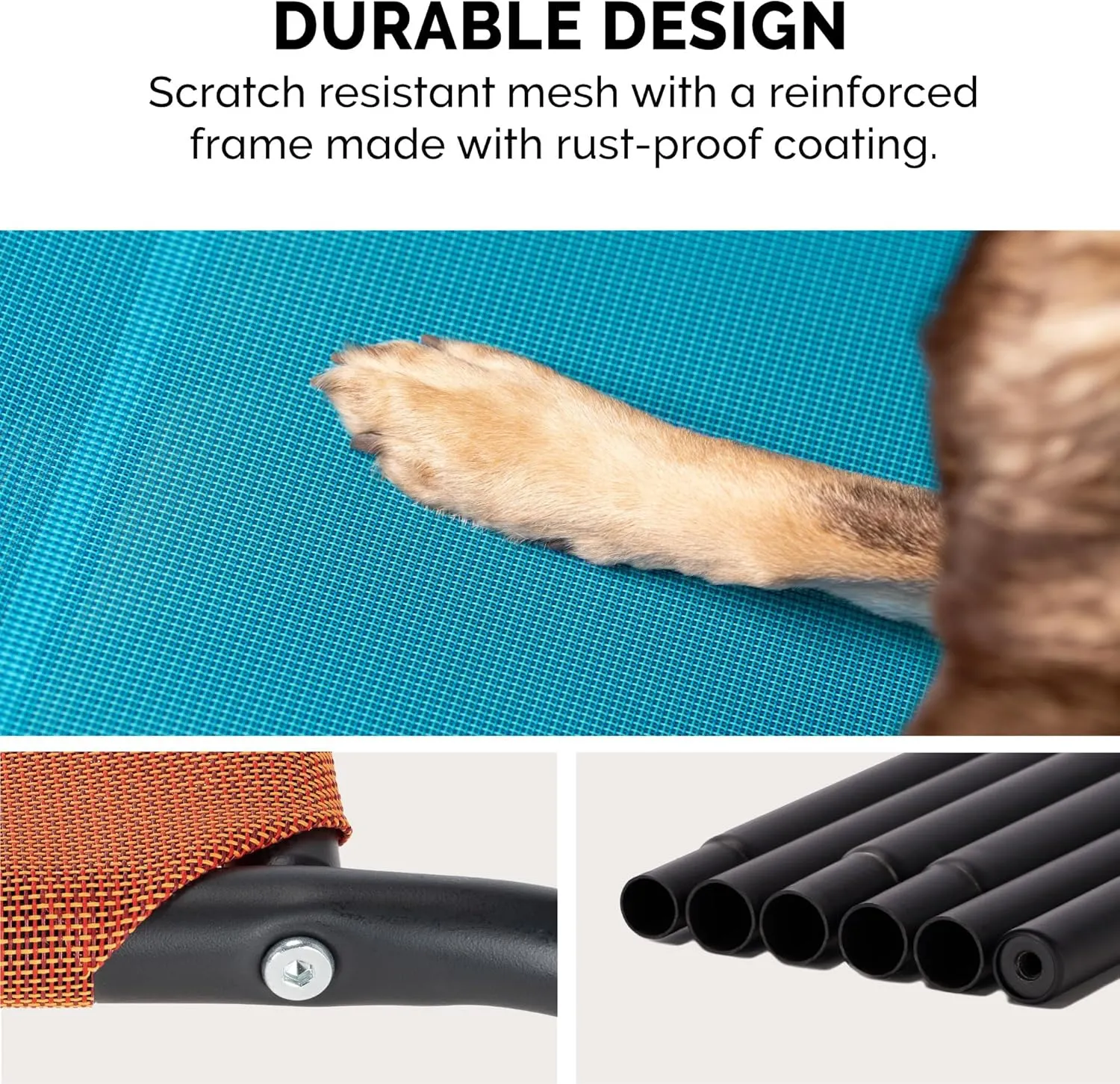 FurHaven Elevated Pet Cots - Cooling & Breathable Nylon Mesh Hammock for Small Dogs & Cats/Easy-to-Assemble / / Durable and Reinforced/Perfect for Rest & Relaxation Outdoors - Capri Blue, Small