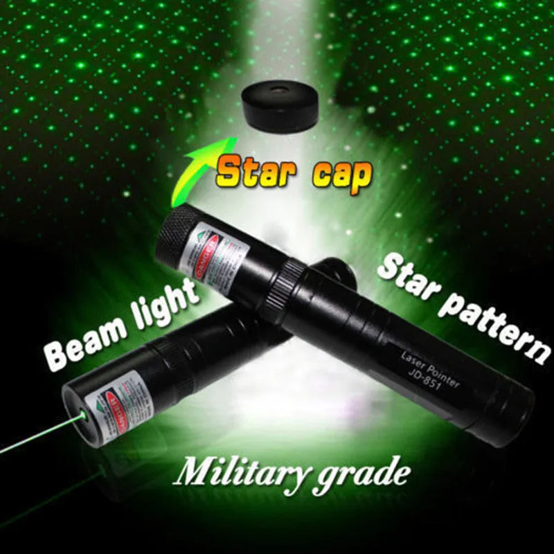 Green Laser Pointer Pen JD-851 High Power Military Grade 10 Miles   Star Cap   Battery   Charger 532nm