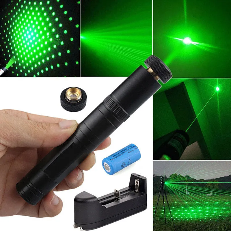 Green Laser Pointer Pen JD-851 High Power Military Grade 10 Miles   Star Cap   Battery   Charger 532nm
