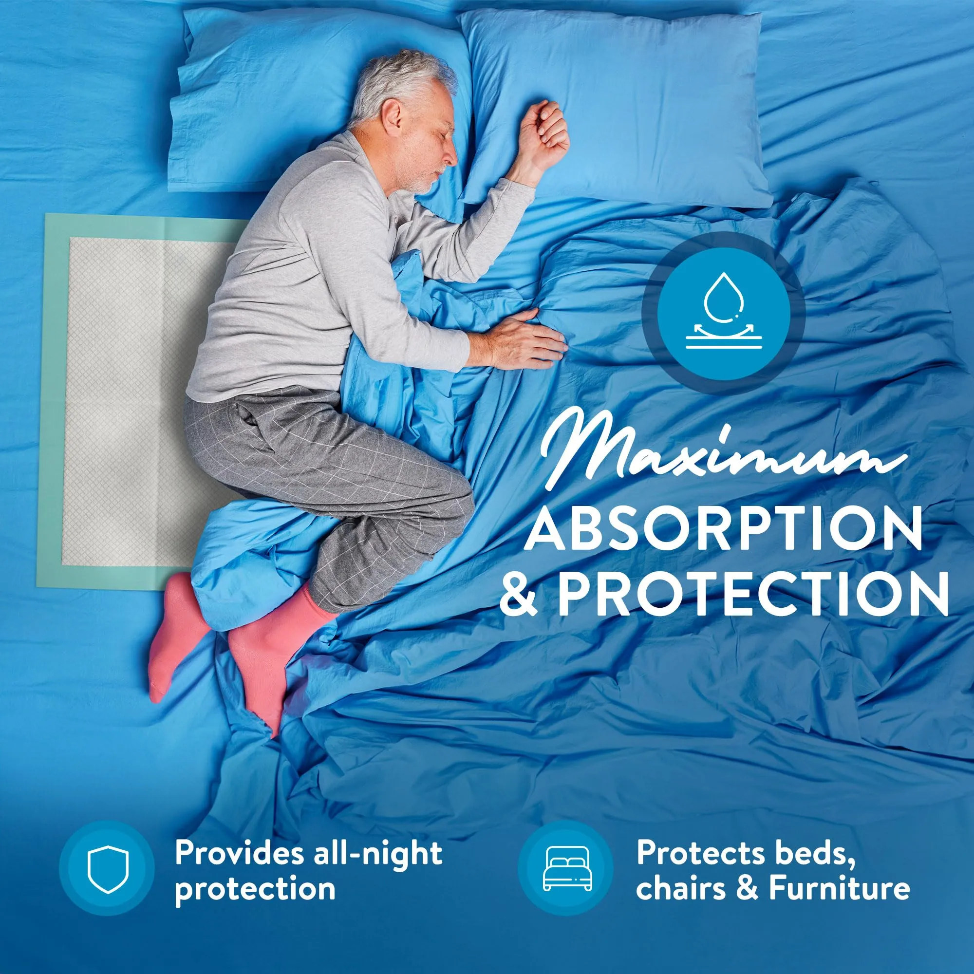 Inspire Extra Large Super Absorbent Disposable Bed Pads for Incontinence (36" X 36" Pack of 50) Ultra Thick and Absorbent Underpads Chux Adults, Puppies, Dogs Kids Furniture Protection