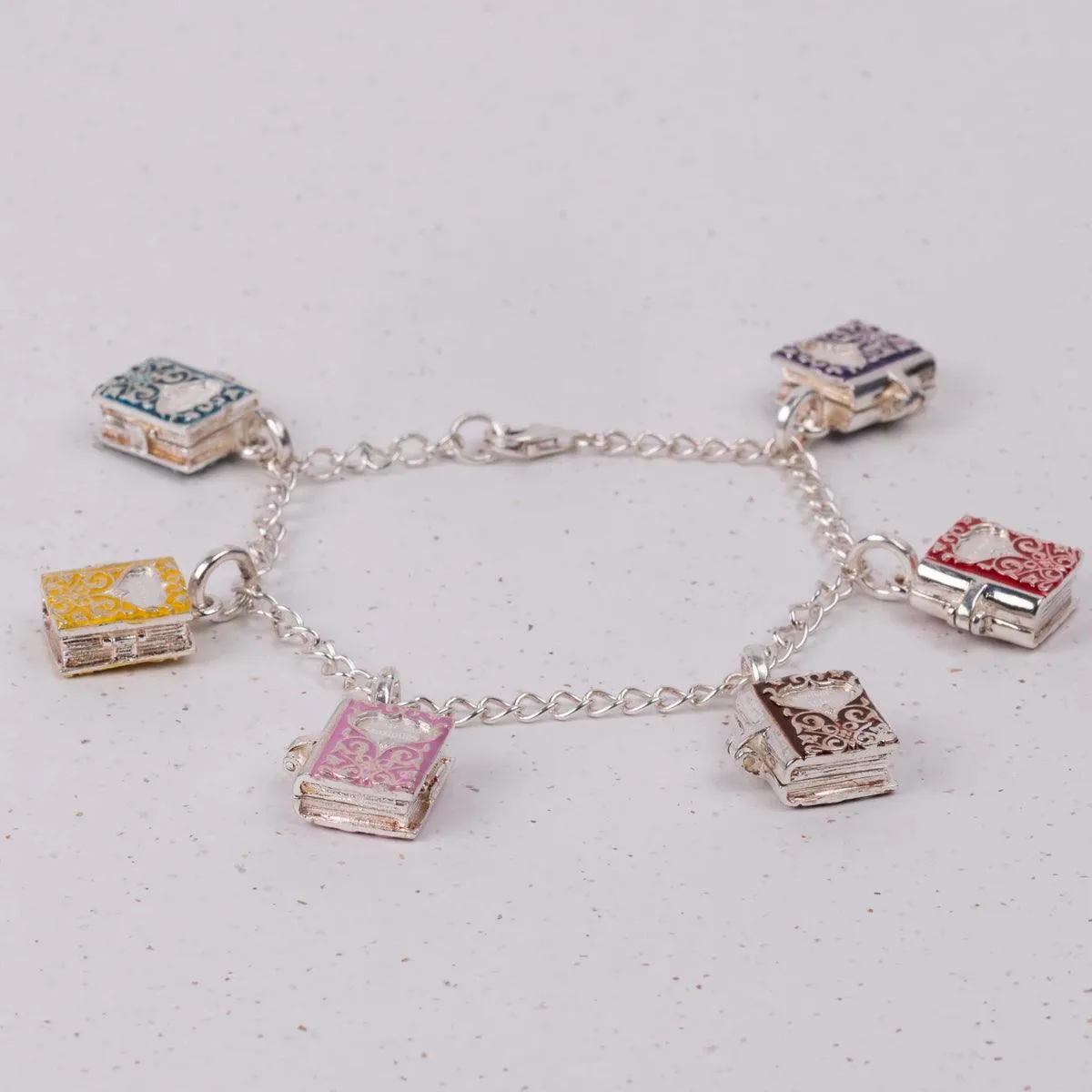 Jane Austen Six Sterling Silver and Enamel Novels Charm Bracelet | Exclusive Collection