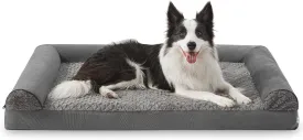 JOEJOY Orthopedic Dog Bed - Large Dog Couch, U Shape Memory Foam with Removable Washable Cover, Waterproof Lining, Comfy Bolster, 35" x 25" x 6.5", Dark Grey