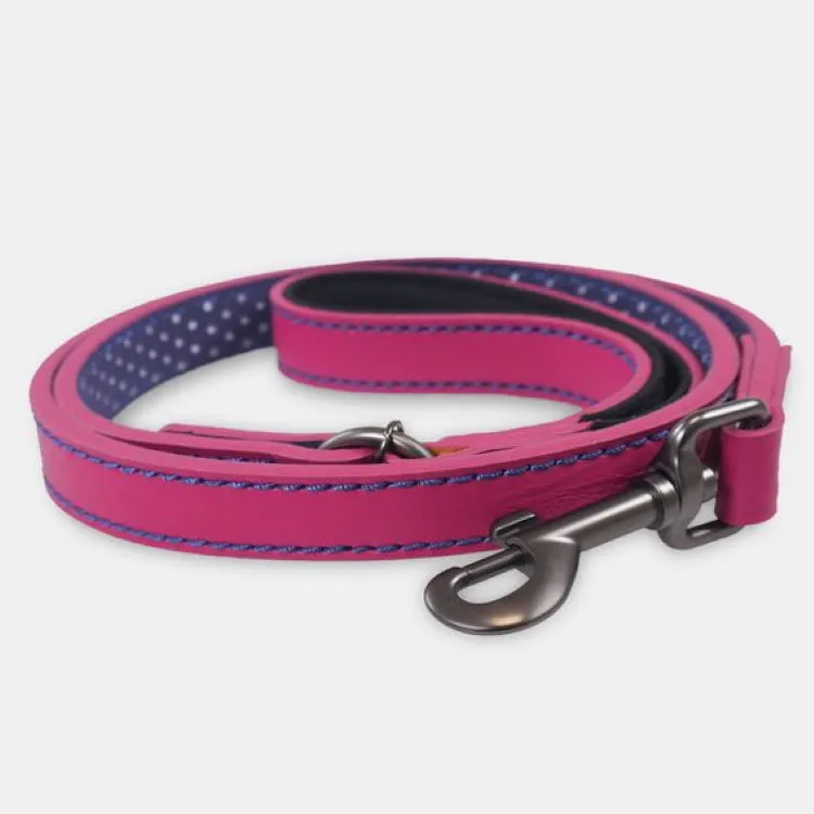 Joules Leather Dog Lead - Fuschia