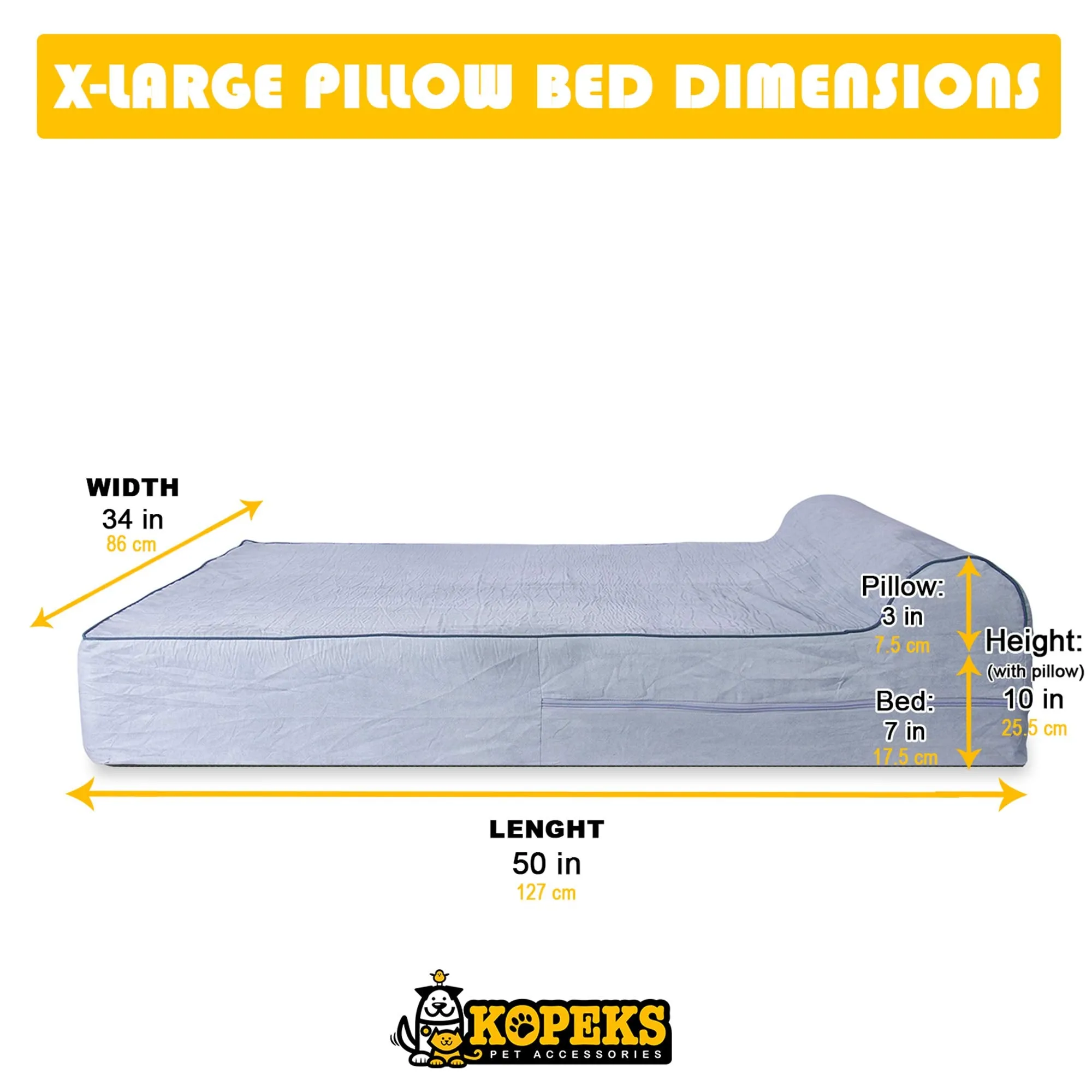 Jumbo Orthopedic Dog Bed - 7-inch Thick Memory Foam Pet Bed With Removable Cover & Free Waterproof Liner - For Large Breed Dogs