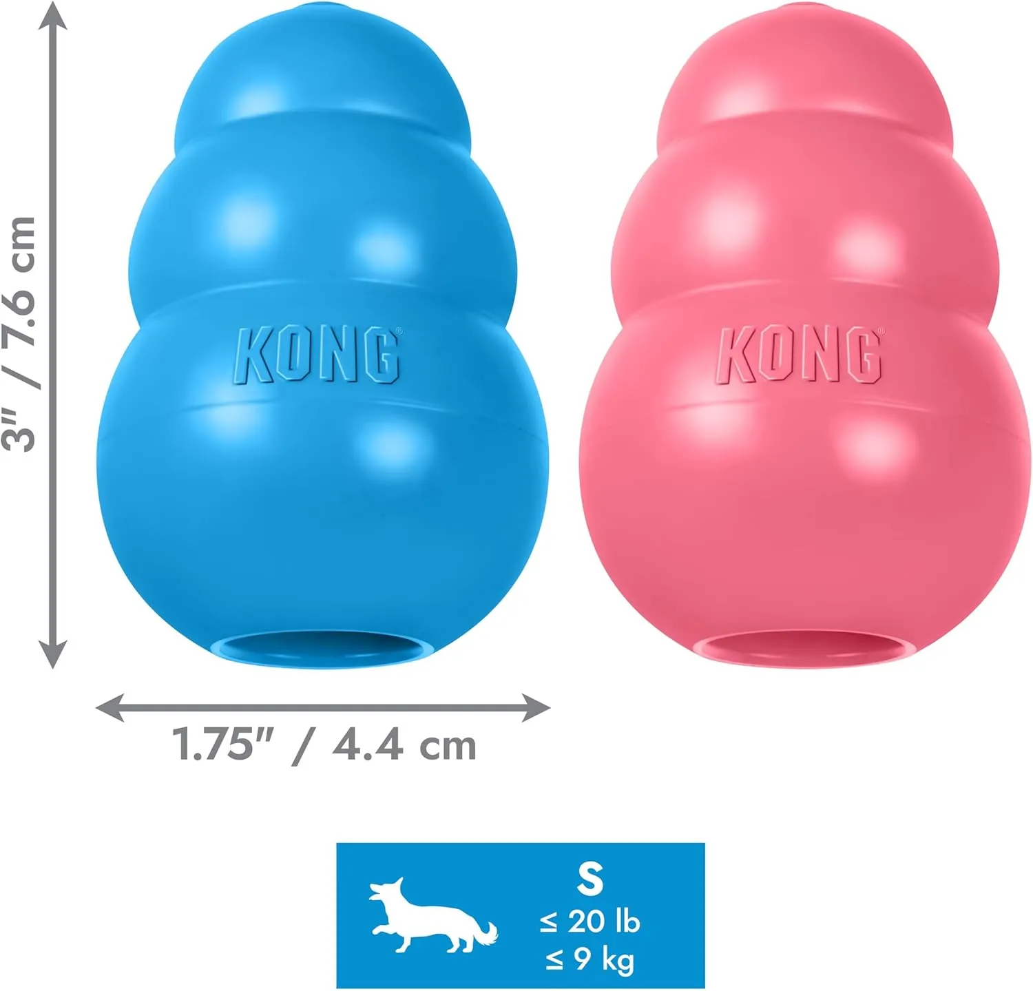 KONG Puppy - Natural Teething Rubber Chew Toy for Dogs - Stuffable Dog Toy for Extended Playtime - Chew & Fetch Toy for Puppies - for Small Puppies - Blue
