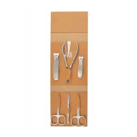 Niegeloh Solingen Havanna XL 7-Piece TopInox Manicure Set, Caramel Leather Case