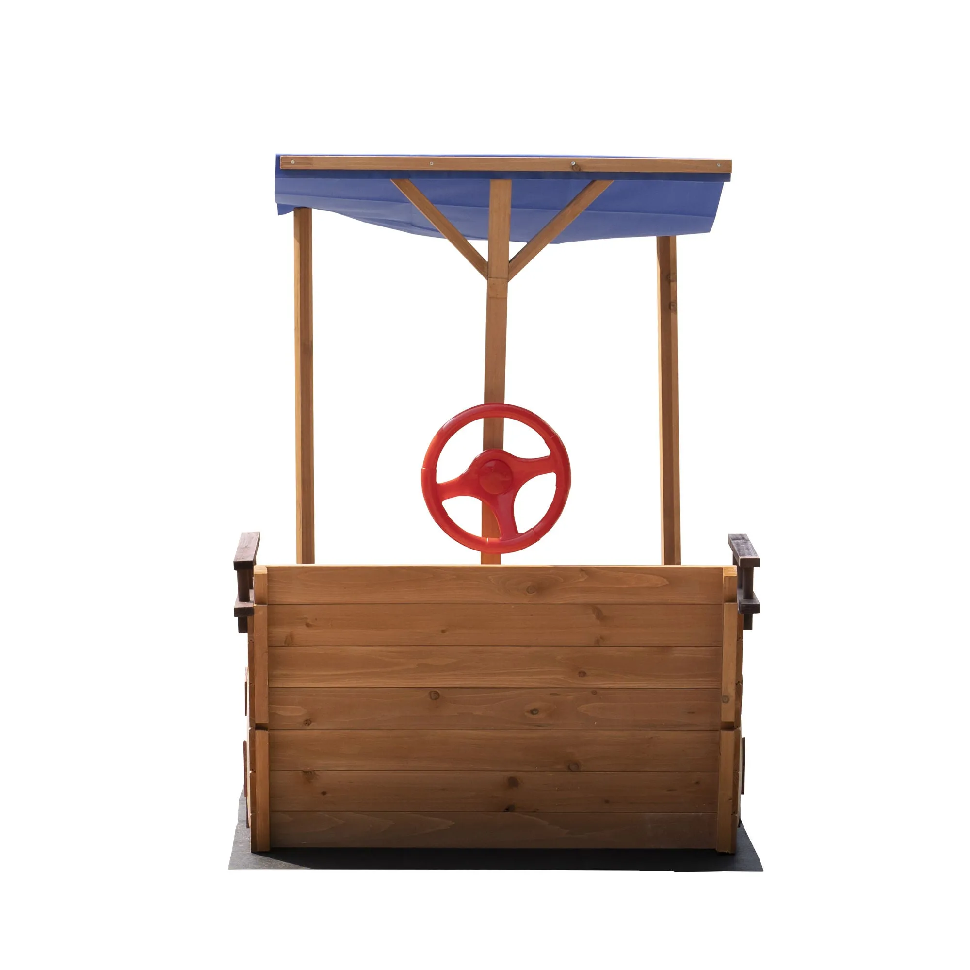 Outsunny Pirate Ship Sandbox with Cover and Rudder
