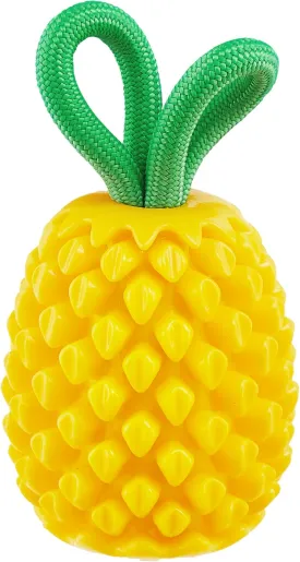 Outward Hound by Planet Dog Dental Pineapple 2-in-1 Interactive Dog Chew Toy and Treat Stuffer, Medium, Yellow