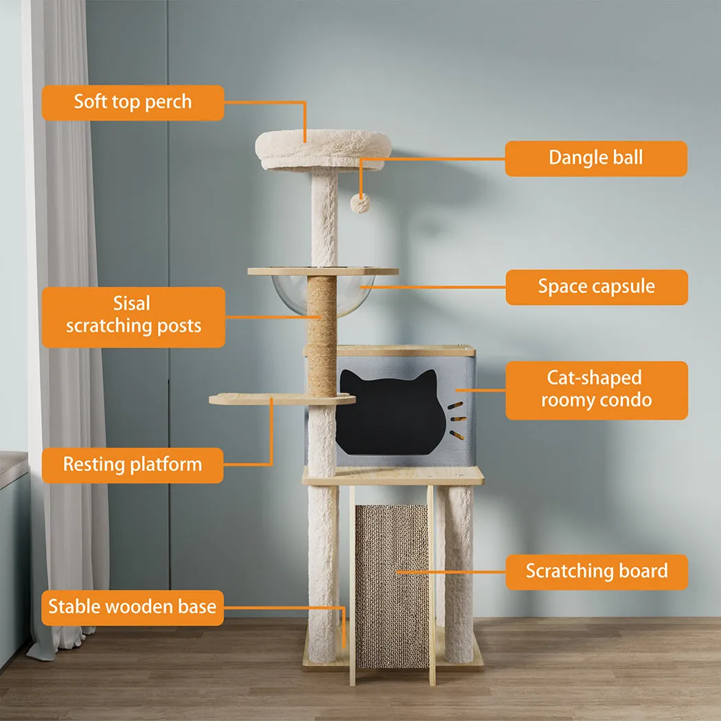 Pawz Wooden Multi-level Cat Tree Tower 120cm