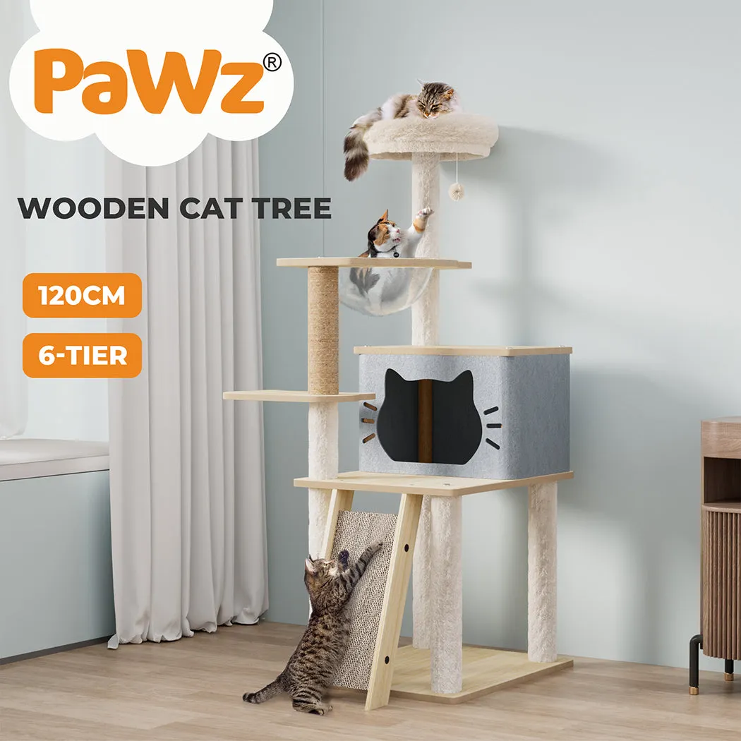 Pawz Wooden Multi-level Cat Tree Tower 120cm