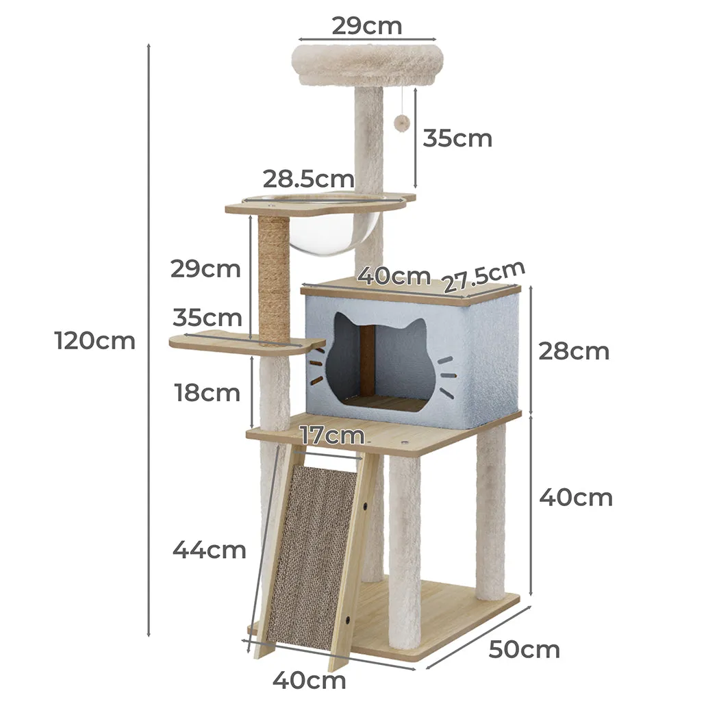Pawz Wooden Multi-level Cat Tree Tower 120cm