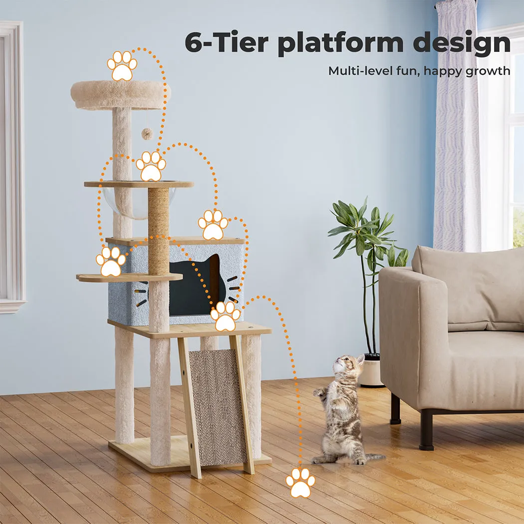 Pawz Wooden Multi-level Cat Tree Tower 120cm