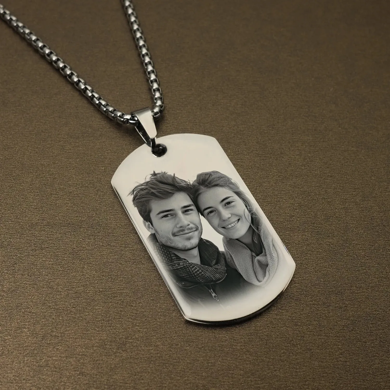Personalized Custom Photo and Message Necklace Pendant Keychain Dog tag,Customized Engraved Necklace with Photo Christmas Gifts