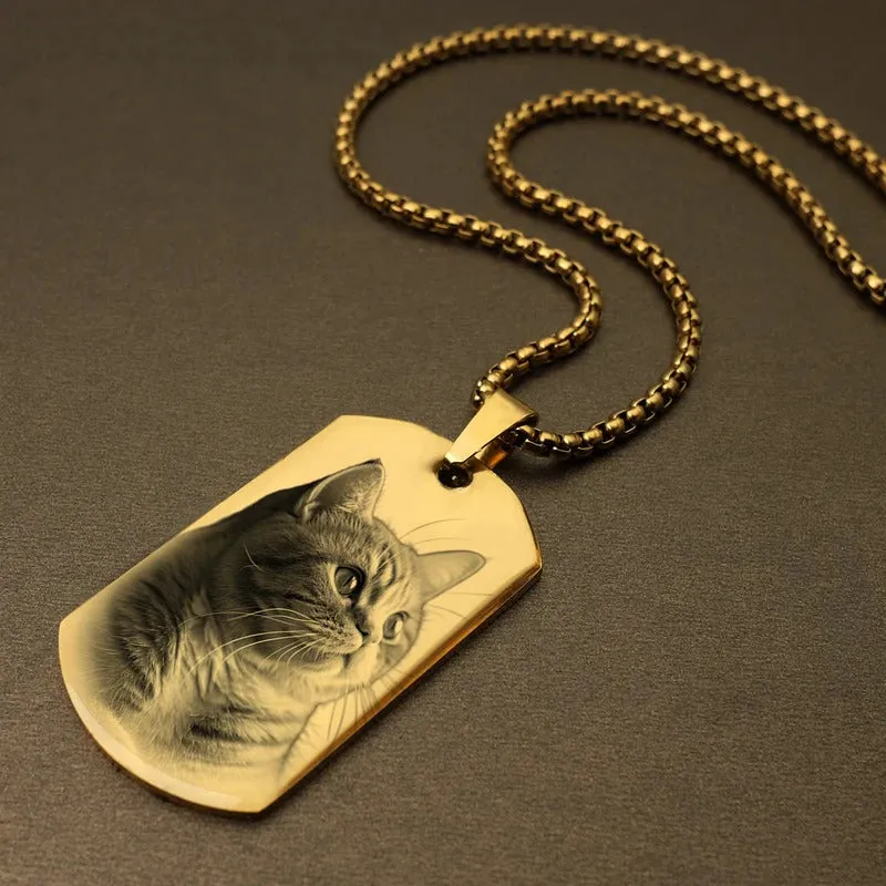 Personalized Custom Photo and Message Necklace Pendant Keychain Dog tag,Customized Engraved Necklace with Photo Christmas Gifts