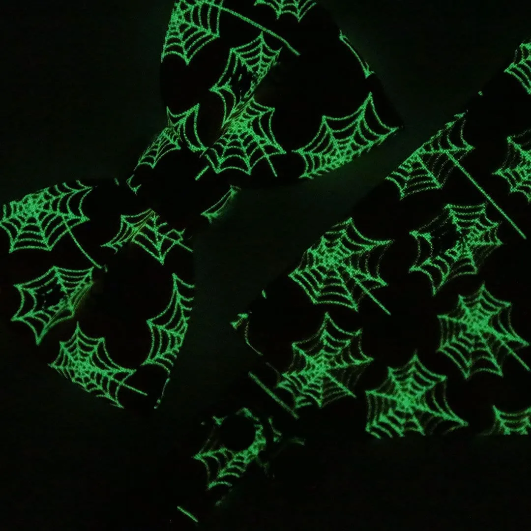 Pet Bandana - "Spooky Spiderwebs" - Halloween Glow-in-the-Dark Bandana for Cat   Small Dog / Slide-on Bandana / Over-the-Collar (One Size)