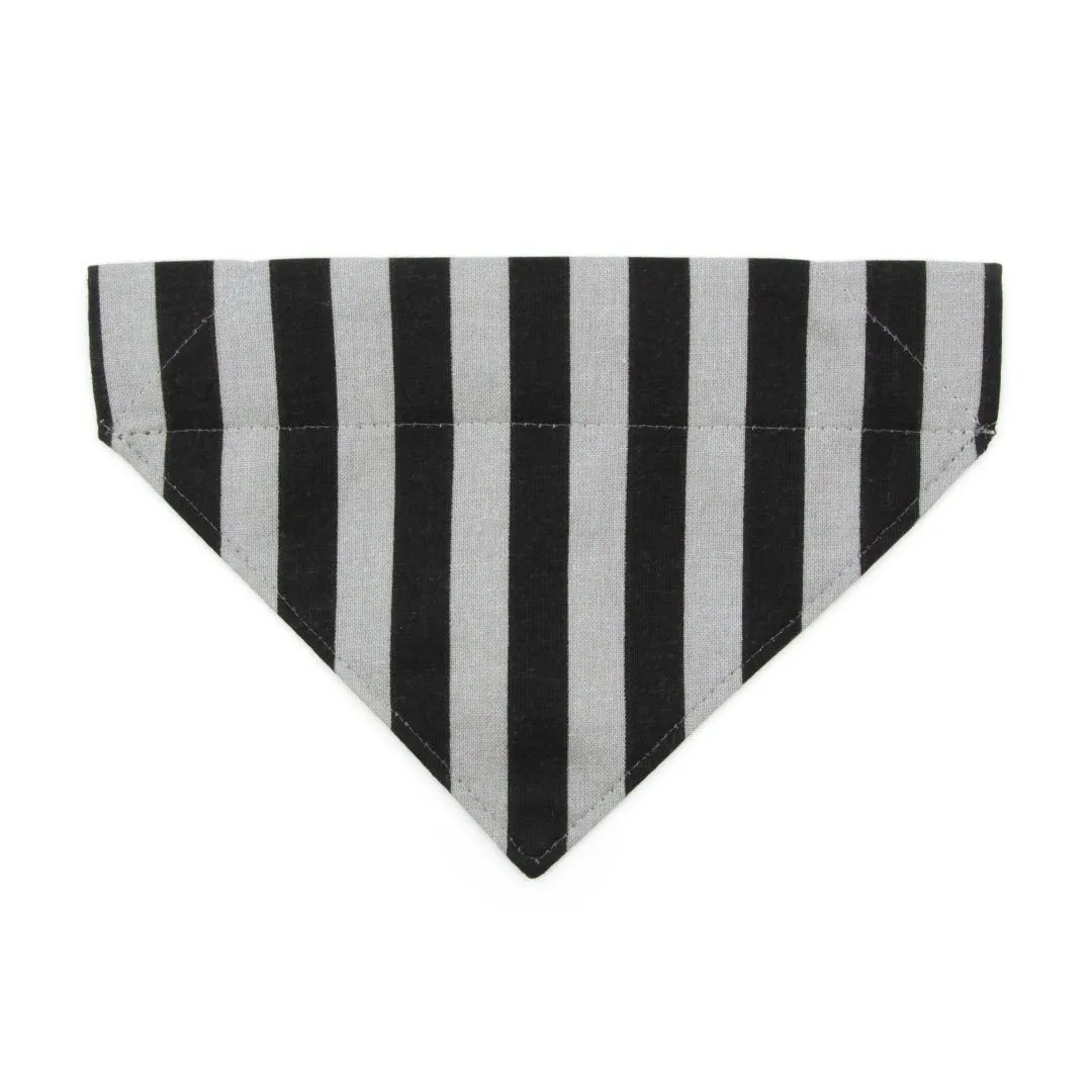Pet Bandana - "Unexpected Guest" - Black & Gray Striped Bandana for Cat   Small Dog / Halloween / Slide-on Bandana / Over-the-Collar (One Size)