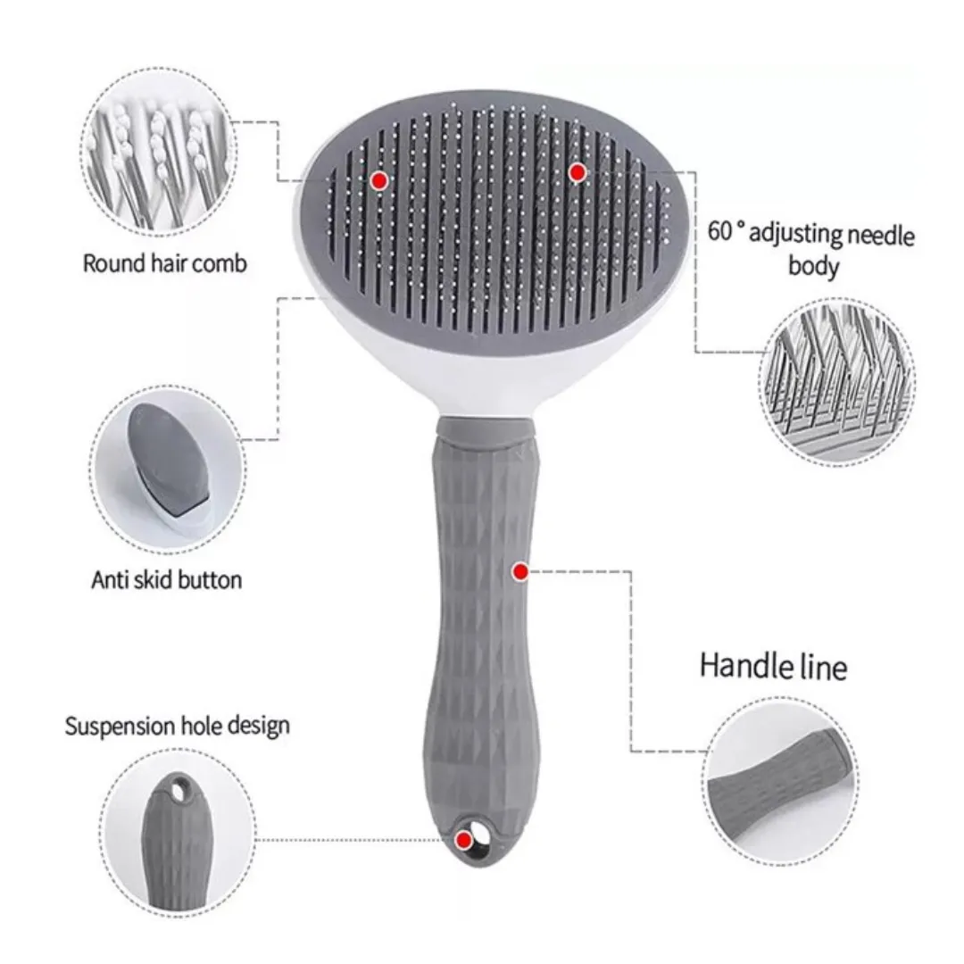 Pet Grooming Slicker for Self Cleaning