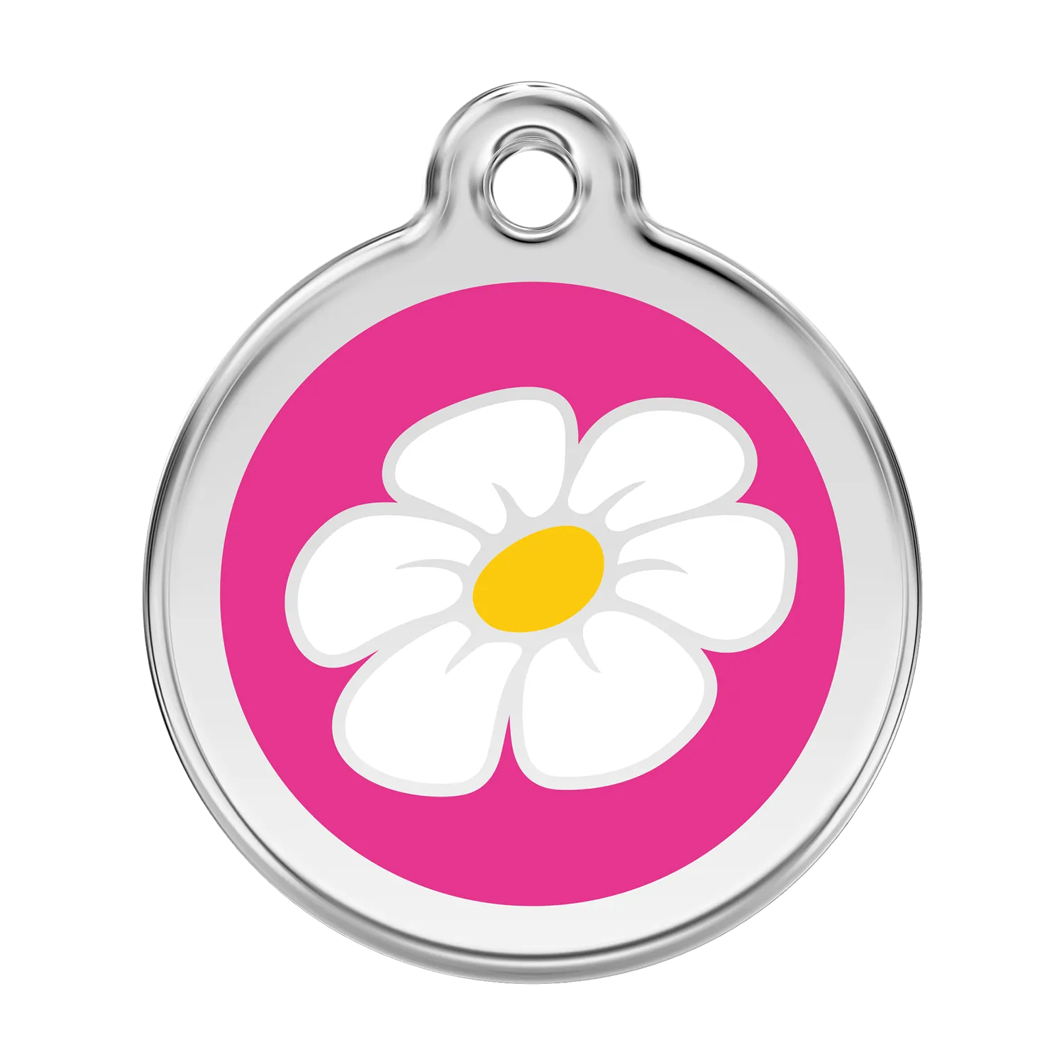 Red Dingo Stainless Steel & Enamel Daisy Dog ID Tag