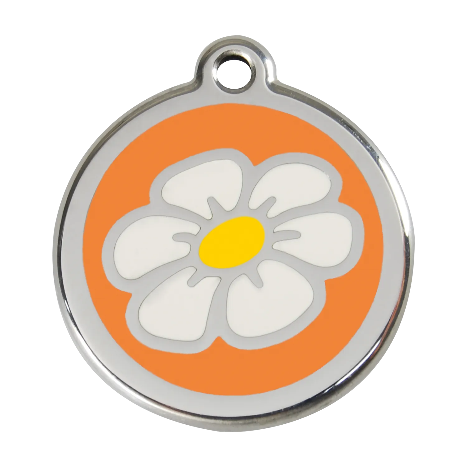 Red Dingo Stainless Steel & Enamel Daisy Dog ID Tag