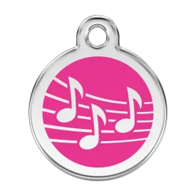 Red Dingo Stainless Steel & Enamel Music Notes Dog ID Tag