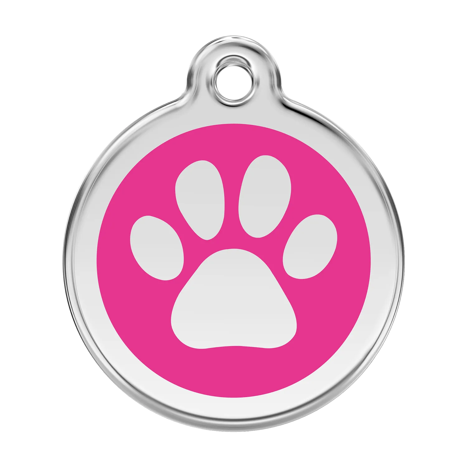 Red Dingo Stainless Steel & Enamel Paw Prints Dog ID Tag