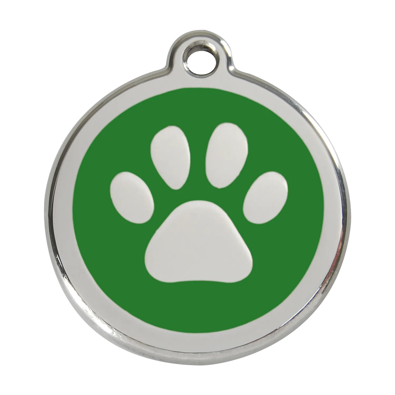 Red Dingo Stainless Steel & Enamel Paw Prints Dog ID Tag