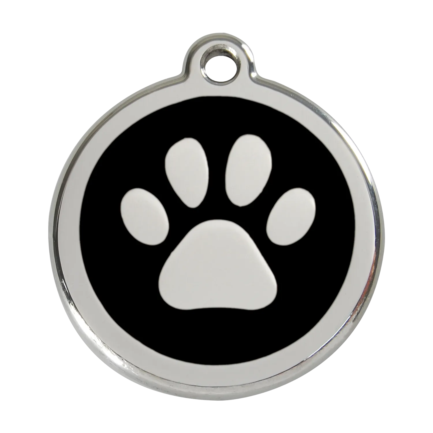Red Dingo Stainless Steel & Enamel Paw Prints Dog ID Tag