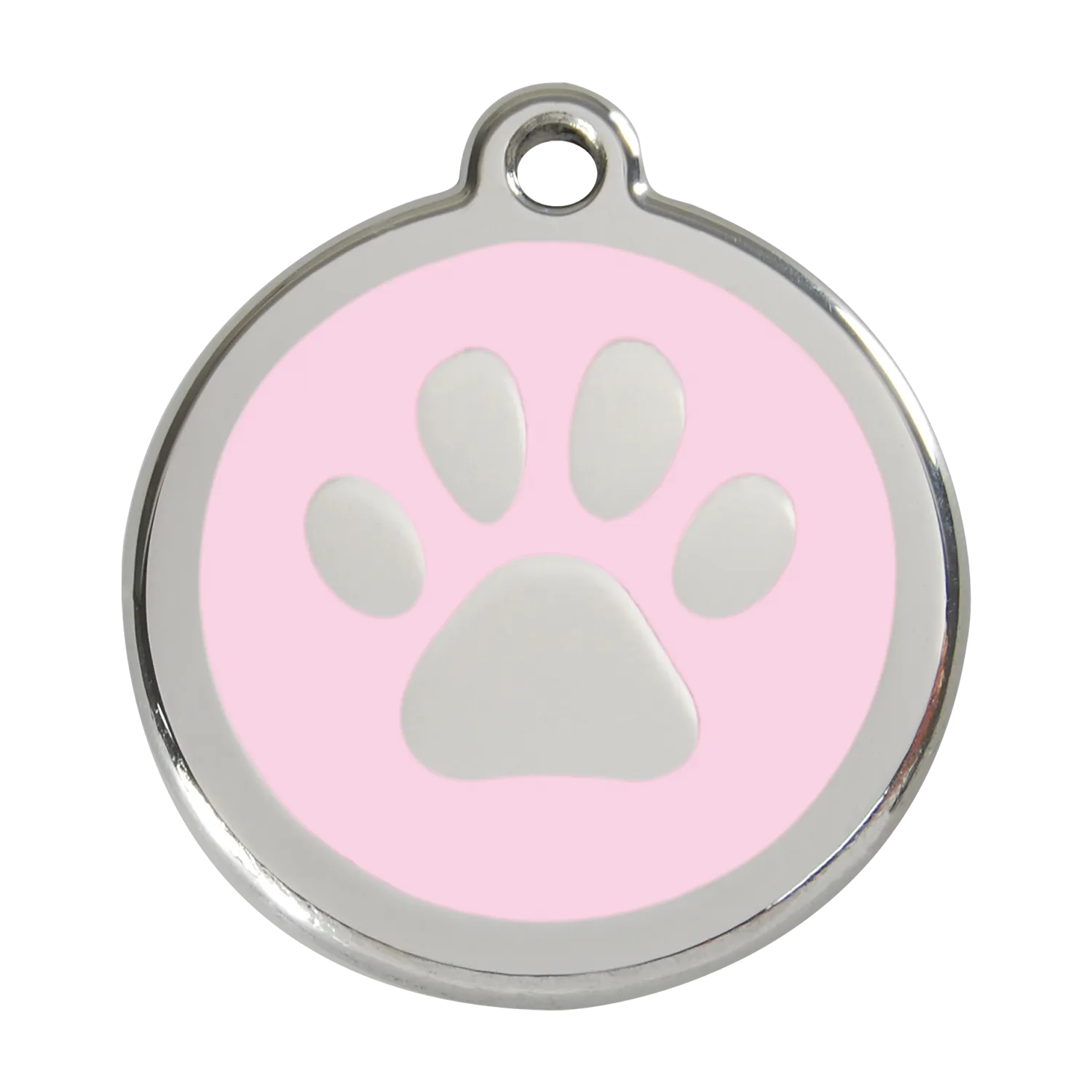 Red Dingo Stainless Steel & Enamel Paw Prints Dog ID Tag