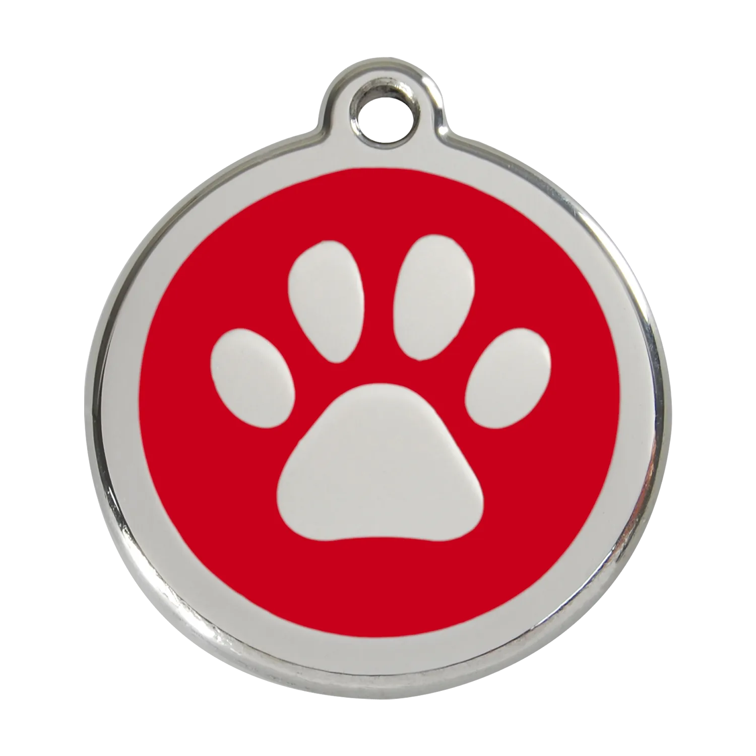 Red Dingo Stainless Steel & Enamel Paw Prints Dog ID Tag
