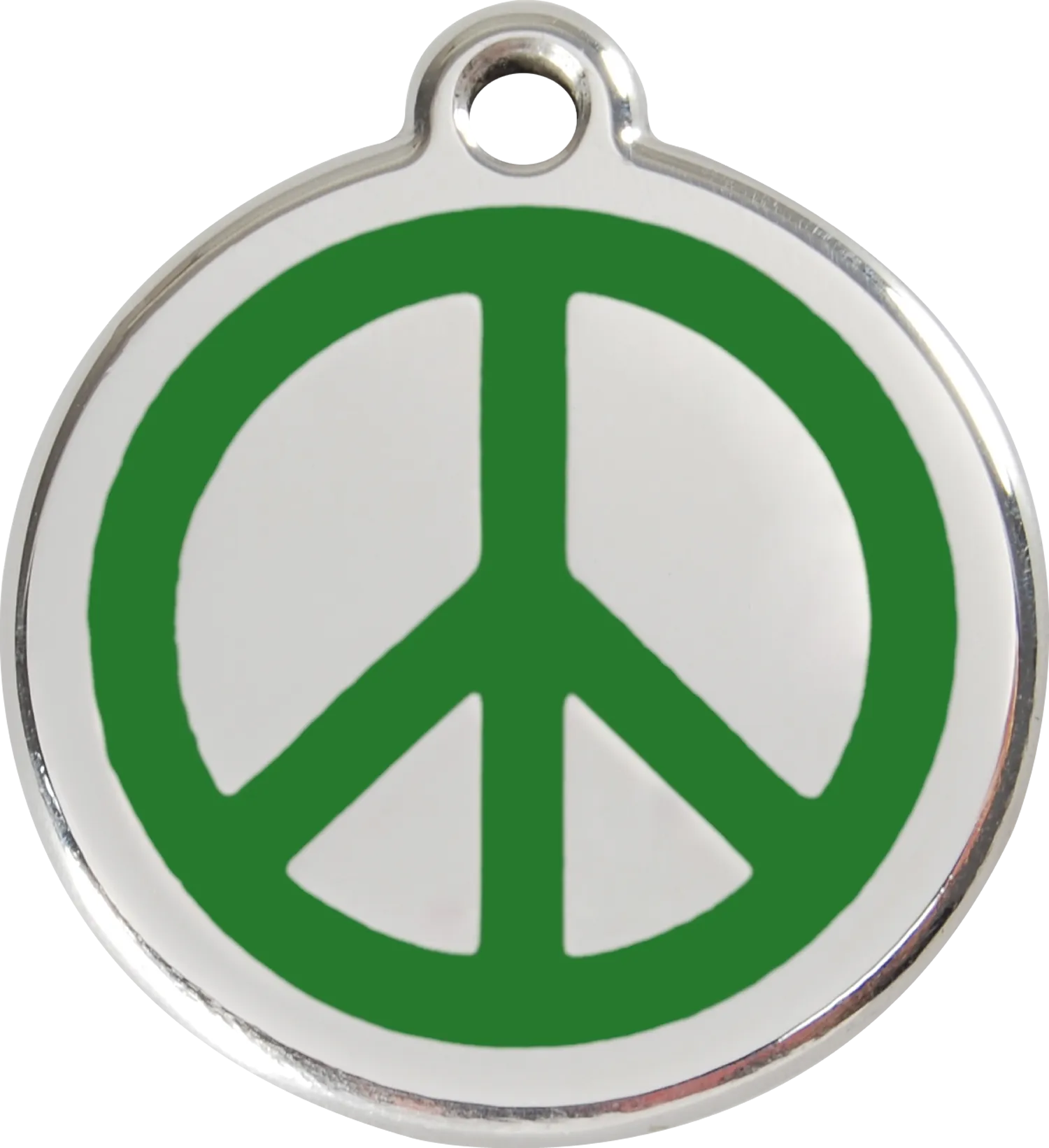 Red Dingo Stainless Steel & Enamel Peace Sign Dog ID Tag