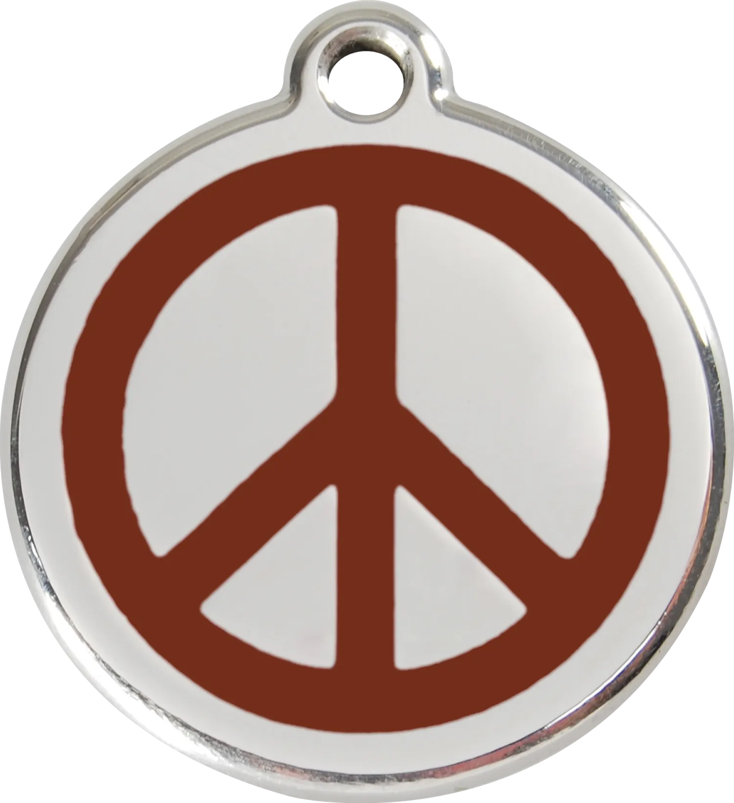 Red Dingo Stainless Steel & Enamel Peace Sign Dog ID Tag