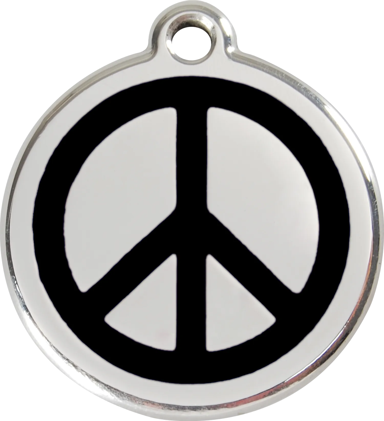 Red Dingo Stainless Steel & Enamel Peace Sign Dog ID Tag