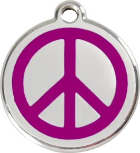 Red Dingo Stainless Steel & Enamel Peace Sign Dog ID Tag