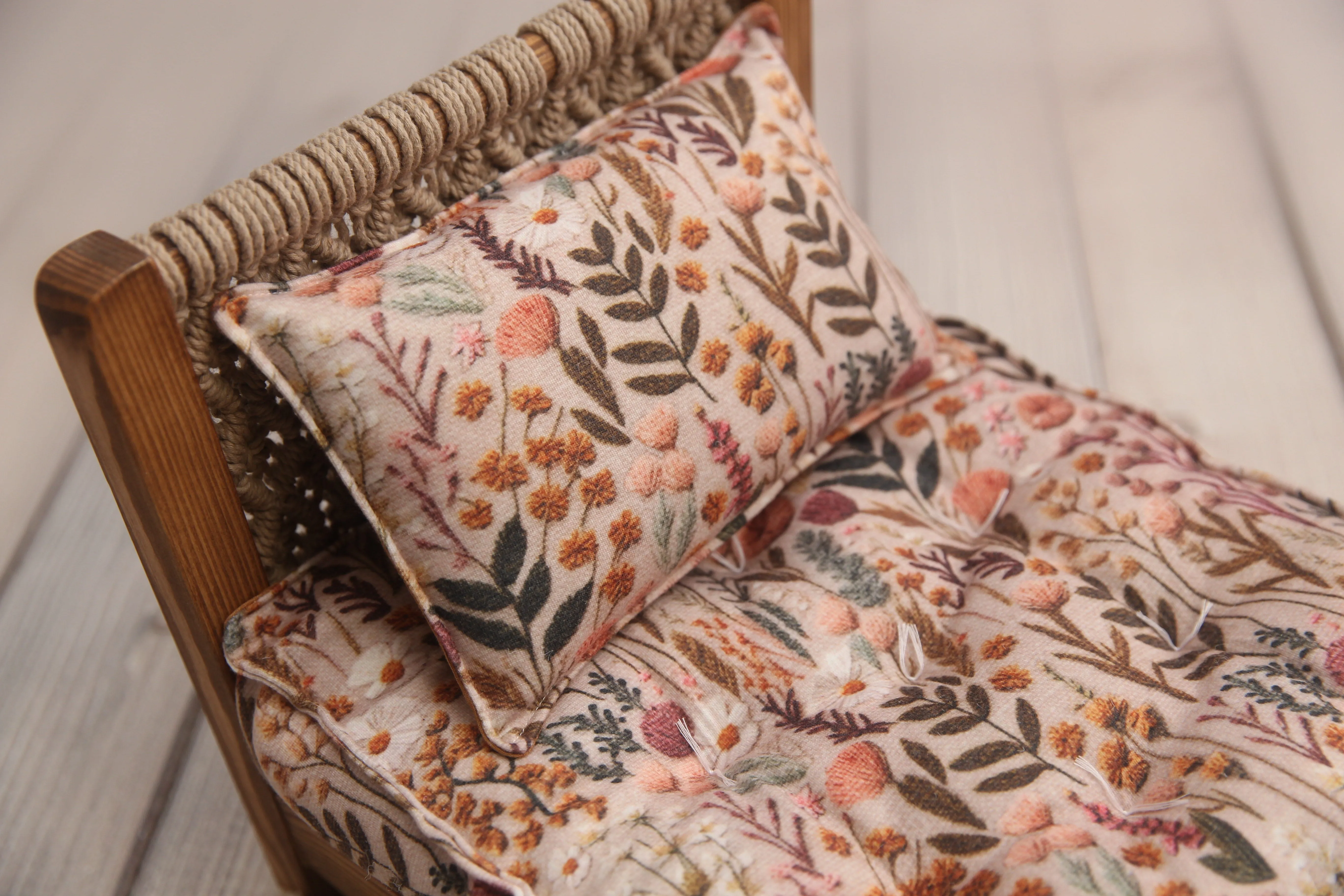 REVERSIBLE 2 Color "Faux Embroidered" Flower Field- NB Mattress- MADE TO ORDER