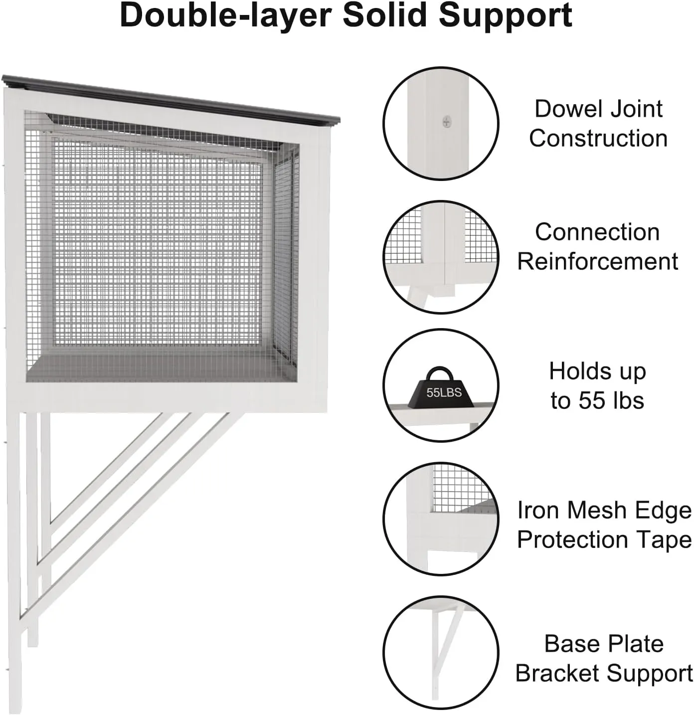 ROOMTEC Cat Catio, Cat Window Box for Indoor Cats Wooden Cat Window Perch for Multi Cats All Weather Use Outdoor Haven Enclosure for Safely Enjoying The Outdoor Sights Scents and Napping,White