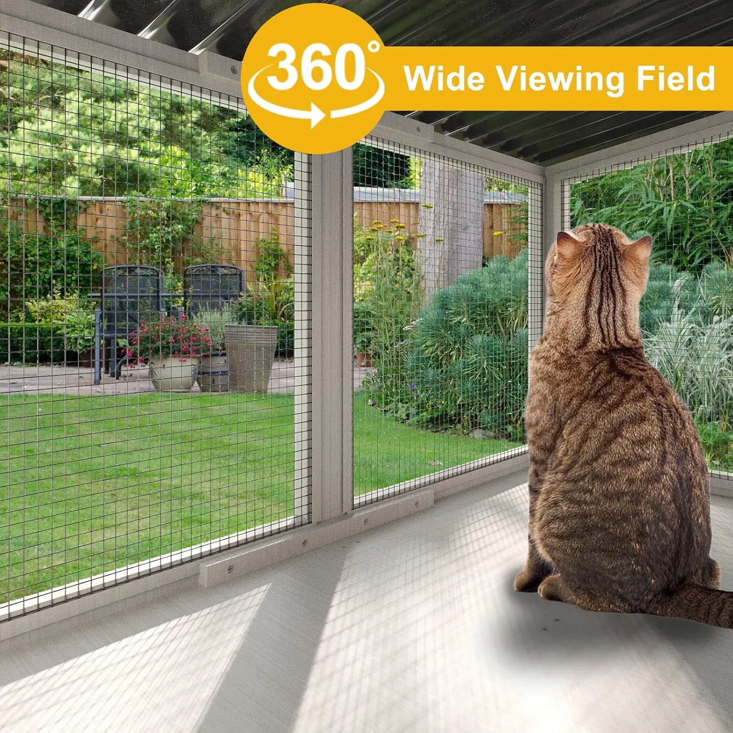 ROOMTEC Cat Catio, Cat Window Box for Indoor Cats Wooden Cat Window Perch for Multi Cats All Weather Use Outdoor Haven Enclosure for Safely Enjoying The Outdoor Sights Scents and Napping,White