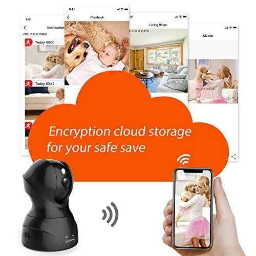 Security Camera WiFi IP Camera - KAMTRON HD Home Wireless Baby/Pet Camera with Cloud Storage Two-Way Audio Motion Detection Night Vision Remote Monitoring,Black