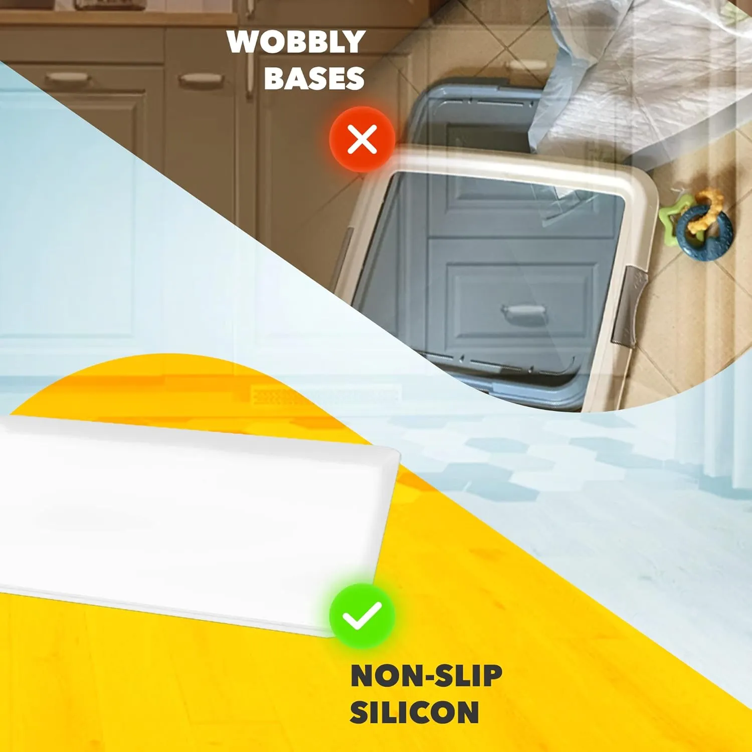 Skywin TidyFriend Silicone Pee Pad Holder, 2 Pack 24 x 24 Inch No-Spill, Leakproof, Easy-to-Clean Puppy Pad Holder (White)