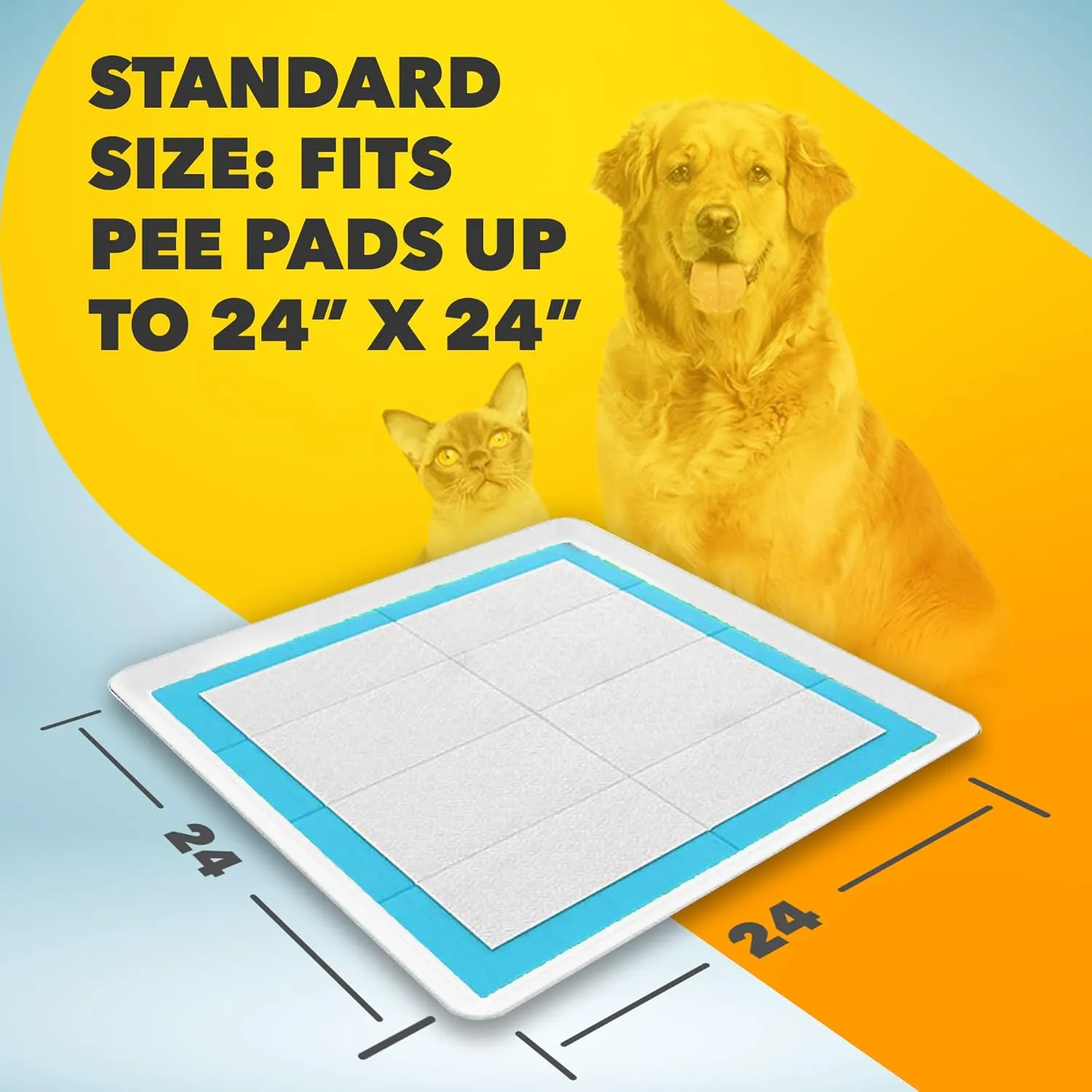 Skywin TidyFriend Silicone Pee Pad Holder, 2 Pack 24 x 24 Inch No-Spill, Leakproof, Easy-to-Clean Puppy Pad Holder (White)