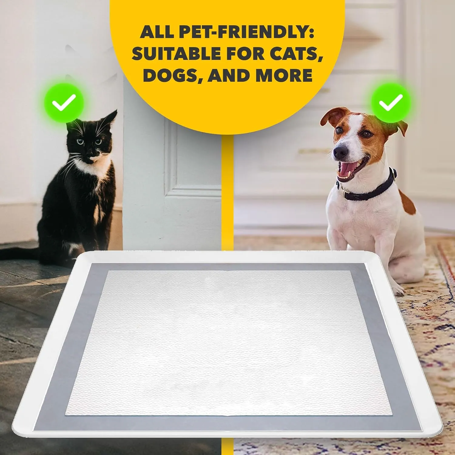 Skywin TidyFriend Silicone Pee Pad Holder, 2 Pack 24 x 24 Inch No-Spill, Leakproof, Easy-to-Clean Puppy Pad Holder (White)